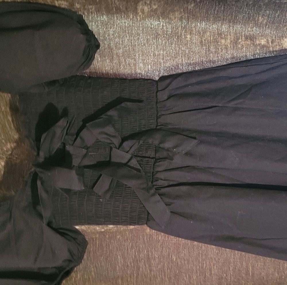 XS H&M BOW DETAIL PUFF SLEEVE DRESSE